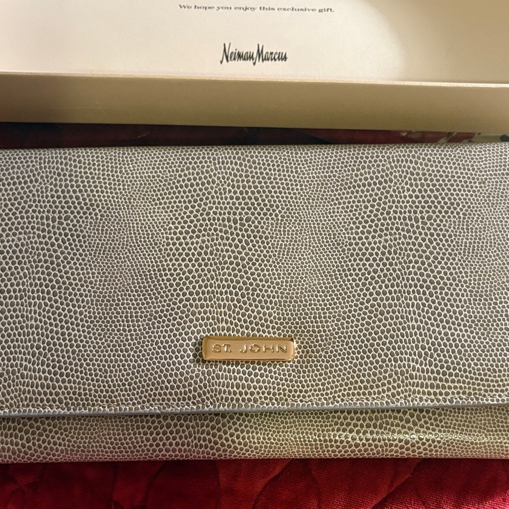 St. John Textured Wallet with Gold Accent